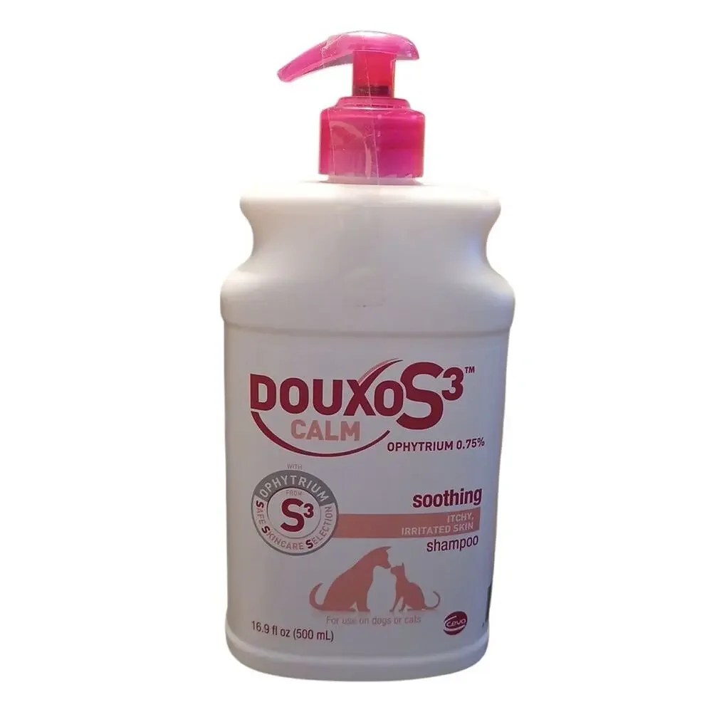 DOUXO S3 Calm Soothing Itchy Skin Shampoo Dogs Cats 16.9oz Pink Bottle Ophytrium